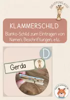 Vorschau - Mal- und Bastelvorlagen - Giraffenklasse- Klammerschild, Namensschild - Deckblatt
