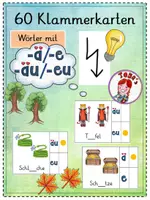 Vorschau - Aufgabenkarten - Klammerkarten Ableiten (ä/e und äu/eu) - Deckblatt