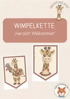 Vorschau - Mal- und Bastelvorlagen - Giraffenklasse- Wimpelkette "Herzlich Willkommen" - Deckblatt