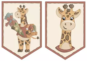 Vorschau - Mal- und Bastelvorlagen - Giraffenklasse- Wimpelkette "Herzlich Willkommen" - Seite 1