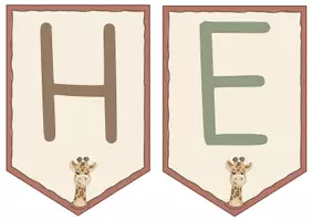 Vorschau - Mal- und Bastelvorlagen - Giraffenklasse- Wimpelkette "Herzlich Willkommen" - Seite 2