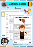 Vista previa - Hojas de trabajo - LE CARNAVAL DE BINCHE – Compréhension et expression écrite - Portada