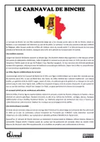 Vista previa - Hojas de trabajo - LE CARNAVAL DE BINCHE – Compréhension et expression écrite - página 1