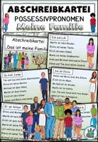 Vorschau - Aufgabenkarten - Abschreibkartei Possessivpronomen "Meine Familie" DaZ / DaF / Deutsch - Deckblatt
