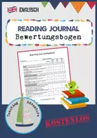Vorschau - Unterrichtsreihen - Bewertungsbogen für Reading Journal / Lesetagebuch Englisch - Deckblatt