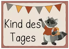 Vorschau - Merkblätter - Waschbärklasse- Kind des Tages (Schilder + Moderationsfächer) - Seite 1