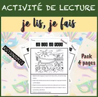 Aperçu - Feuilles d'exercices - Je lis, je fais - Mardi gras - autonomie - Page de couverture