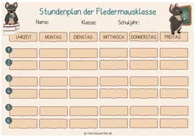 Vorschau - Merkblätter - Fledermausklasse- Stundenplan - Seite 1