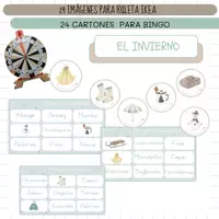 Vista previa - Refuerzo / NEE / Materiales de apoyo - INVIERNO - VOCABULARIO: Ruleta y bingo con palabras. - Portada