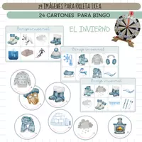 Vista previa - Refuerzo / NEE / Materiales de apoyo - INVIERNO - VOCABULARIO: Ruleta - Bingo con imágenes. - Portada