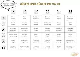 Vorschau - Spiele - Würfelspaß Rechtschreibung üben: Wörter mit Fo/Vo Klasse 5/6 - Seite 1