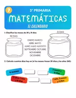 Vista previa - Hojas de trabajo - 3P MATEMATICAS T7 EL CALENDARIO Y LAS HORAS - Portada