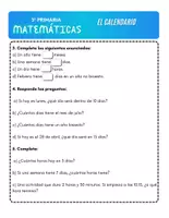 Vista previa - Hojas de trabajo - 3P MATEMATICAS T7 EL CALENDARIO Y LAS HORAS - página 1