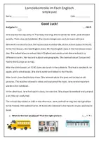 Vorschau - Test - Probe Englisch Leseverstehen simple past - Deckblatt
