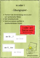 Vorschau - Arbeitsblätter - ie oder i Übungsspiel mit Selbstkonrtolle - Deckblatt