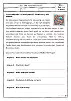 Vorschau - Arbeitsblätter - 04-06 Internationaler Tag des Sports für Entwicklung und Frieden - Deckblatt