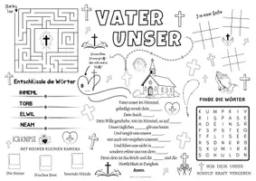 Vorschau - Arbeitsblätter - Vater unser Grundschule - Spiel- & Rätselmatte Religion "Vaterunser" | Religion Grundschule | Vater unser | Aufgaben für Schnelle | Ich bin fertig Aufgaben | Lückenfüller - Seite 1