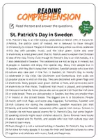 Vorschau - Arbeitsblätter - Reading Comprehension - St. Patrick's Day in Sweden+ Solutions - Seite 1
