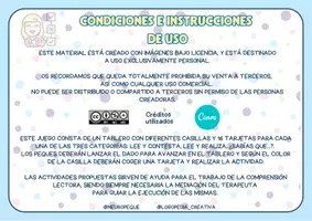 Vista previa - Hojas de trabajo - JUEGO TABLERO COMPRENSIÓN LECTORA - página 2