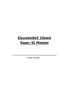 Vorschau - Test - Klassenarbeit /Test Chemie Alkane, Alkene - Deckblatt