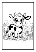 Vorschau - Mal- und Bastelvorlagen - Ausmalbilder "Bauernhoftiere" im modernen Cartoon-Stil - Seite 1