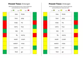 Vorschau - Arbeitsblätter - Present Tense Klammerkarte - Seite 1