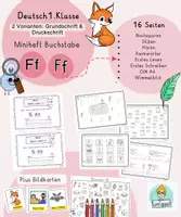Vorschau - Unterrichtsreihen - Buchstabenheft F Klasse 1, DaZ, Buchstaben, Arbeitsblätter Buchstabeneinführung - Deckblatt