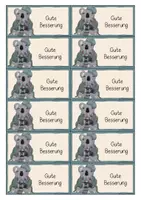 Vorschau - Mal- und Bastelvorlagen - Koalaklasse- Gute Besserung Kärtchen - Seite 1