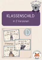 Vorschau - Poster - Koalaklasse- Türschild/ Klassenschild - Deckblatt