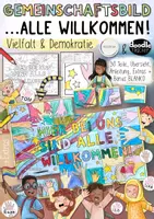 Vorschau - Mal- und Bastelvorlagen - Gemeinschaftsbild "Hier sind alle Willkommen!" #demokratiestärken - Deckblatt