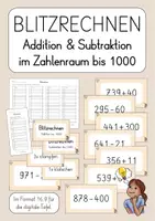 Vorschau - Arbeitsblätter - Blitzrechnen Addition und Subtraktion im ZR 1000 (digitale Tafel) - Deckblatt