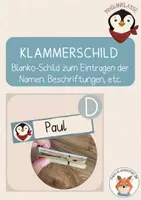 Vorschau - Mal- und Bastelvorlagen - Pinguinklasse- Klammerschild, Namensschild - Deckblatt