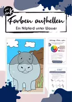 Vorschau - Unterrichtsreihen - Farben aufhellen - Nilpferd unter Wasser - Deckblatt