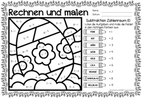 Voorbeeld - Rechen-Mal-Blätter - Subtraktion ZR 10 (Ostern) Pasen Wiskunde Duits - Pagina 3