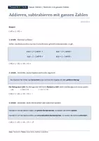 Vorschau - Arbeitsblätter - Addieren und subtrahieren mit (positiven und negativen) ganzen Zahlen - Seite 1