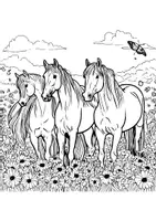 Vorschau - Mal- und Bastelvorlagen - Pferde Ausmalbilder Kunst Frühling Bilder ausmalen Pferdekoppel - Seite 2