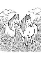 Vorschau - Mal- und Bastelvorlagen - Pferde Ausmalbilder Kunst Frühling Bilder ausmalen Pferdekoppel - Seite 3