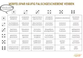 Vorschau - Spiele - Würfelspaß Rechtschreibung häufig falsch geschriebene VERBEN Klasse 6-8 - Seite 1