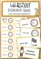 Vorschau - Anderer Materialtyp - Uhrzeit Domino-Spiel (alle Uhrzeiten gemischt) - Deckblatt