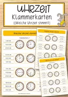 Vorschau - Anderer Materialtyp - Uhrzeit – Klammerkarten (Welche Uhrzeit stimmt?) - Deckblatt