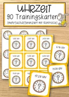 Vorschau - Anderer Materialtyp - Uhrzeit 90 Trainingskarten (mehrfachdifferenziert mit Kontrolle) - Deckblatt