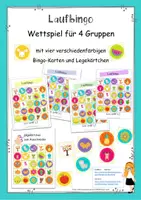 Vorschau - Spiele - Laufbingo - Bewegungsspiel für 4 Gruppen #silvesterknaller2023 - Deckblatt
