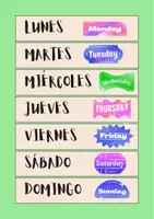 Vista previa - Decoración del aula - Tarjetas días de la semana en español e inglés - Portada