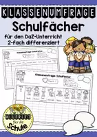 Vorschau - Arbeitsblätter - Klassenumfrage Schulfächer (DaF/DaZ) - Deckblatt