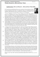 Vorschau - Arbeitsblätter - Arbeitsblatt Geschichte Sek II: Bismarcks "Blut und Eisen"-Rede (mit Lösung) - Deckblatt