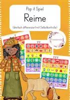 Vorschau - Aufgabenkarten - Reime entdecken mit den Pop its - Lautschulung (3-fach Diff. mit Selbstkontrolle) - Deckblatt