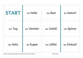Vorschau - Spiele - Domino: Zusammengesetzte Nomen (mit Fugen-s und Fugen-n) - Seite 1