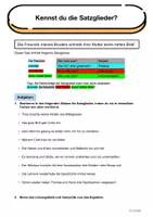 Vorschau - Arbeitsblätter - Satzglieder-Übung (Kennst du die Satzglieder?) - Seite 1