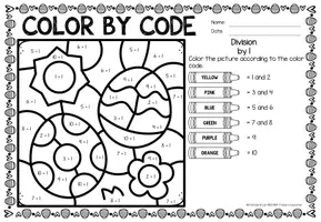 Vorschau - Arbeitsblätter - Color by Code number - Division (Easter) - Seite 1