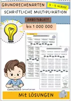 Vorschau - Arbeitsblätter - Schriftliche Multiplikation (einstellige, zweistellige Multiplikatoren, Zehnerzahlen) mit Lösungen - Deckblatt